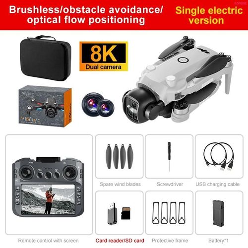 Ore-Nouveau V156 Max Drone Professionnel Hd Double Caméra Dron Moteur Sans Brosse 5g Wifi Fpv Pliable Rc Quadrirotor Hélicoptère Jouets-V156max-White--Générique