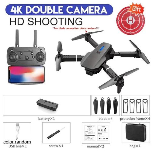 Ore-Nouveau Lightstream Positionnement E88pro Rc Drone 4k Professionnel Avec Caméra Hd Grand Angle 1080p Drone Pliable Envoyer Tarmac-Black Dual4k Bag--Générique