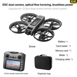 Ore-Nouveau S156 Mini Drone Wifi Fpv 8k Hd Professionnel Double Caméra Intelligence Évitement D'obstacles 2.4g Sans Brosse Quadrirotor Jouets Cadeau-Dark Gray 6k 1b--Générique