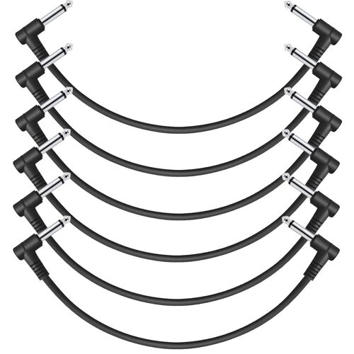 Câble Plat Pour Guitare, Patch Mono 6,35 30cm, Lot De 6