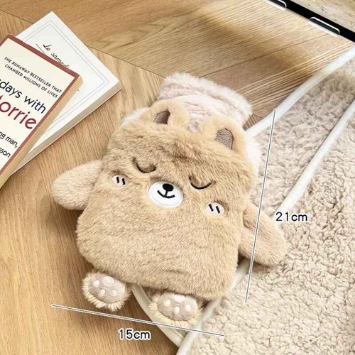 Bouillotte en peluche pour filles,sac à eau chaude,coussin chauffant,chauffe-mains pour les pieds,Kawaii,période,hiver - Type Khaki 400ml