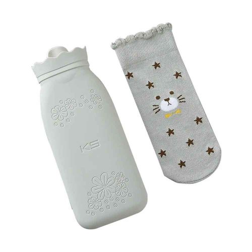 Fzcspeed-Bouillotte En Silicone Micro-Ondable,Bouillotte,Thérapie Par Le Froid Chaud,Cadeaux Pour Adultes Et Enfants, - Type Grey 650ml
