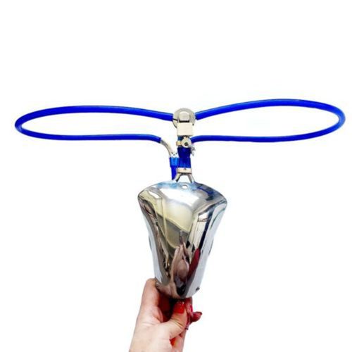 Ceinture De Déflecteur De Chasteté En Silicone Pour Homme,En Acier Inoxydable,Culotte,Bouchon Anal,Trou Pour Les Fesses,Bdsm,Soutien-Gorge De Retenue,Sous-Vêt - Type Blue-No Hole Plug-Waist 60-90cm