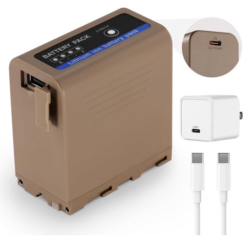 NEEWER NP-F970 10500mAh Batterie de Remplacement Charge Rapide USB-C PD 20W en 4,8H, Adaptateur/Câble, Batterie Rechargeable pour Appareil Photo Caméscope Éclairage pour Sony NP-F550 F750 F950 F970