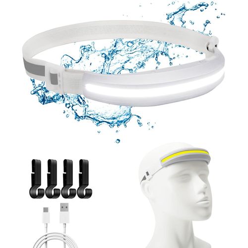 Lampe Frontale Led Rechargeable, Lampe Frontale 230°, Ultra Grand Angle, Ipx4, Étanche, 4 Modes D'éclairage, Phare Led Pour La Course, Le Camping, La Randonnée (Blanc)