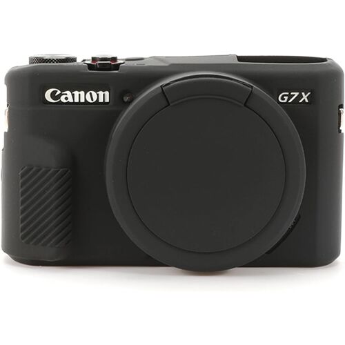 G7X Mark II Étui de protection en silicone souple ultra fin et léger pour appareil photo Canon PowerShot G7X Mark II avec couvercle d'objectif amovible (Noir)