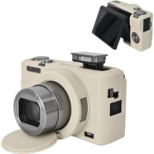 Housse de Protection pour Canon G7X Mark III Caméra,Coque Légère Étui en Silicone pour Canon PowerShot G7 X Mark III/G7X III/G7X3 Appareil Photo-Anti-Rayures avec-Blanc