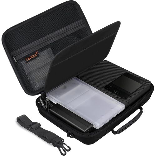 Etui de Transport pour imprimante Photo compacte Canon SELPHY CP1500,Cassette d'encre Couleur,Jeu de Papier,Chargeur et Batterie,Sac avec bandoulière Amovible,Noir (étui Seulement)