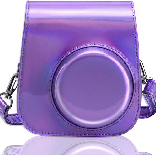 Caméra Housse Compatible Fujifilm Instax Mini 11 Appareil Photo Instantané-Sac de Caméra en Cuir Voyage Caméra Case Sac avec bandoulière Amovible (Violet Magique)