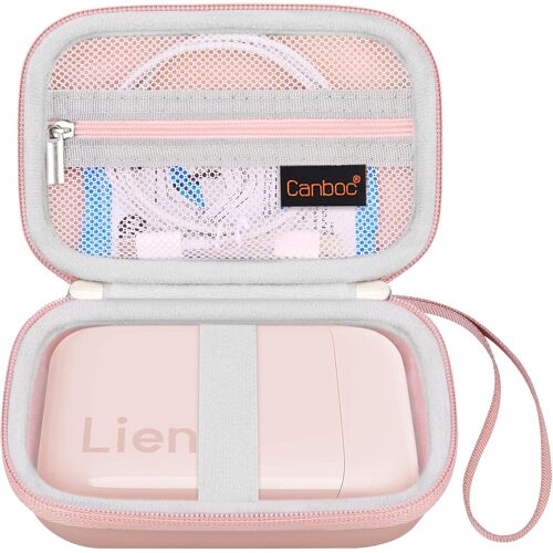 Boîtier Rigide pour imprimante Photo Liene 2x3,Mini boîtier d'imprimante instantanée Portable,Sac en Filet zippé pour Papier Photo,câble,Or Rose (boîtier Uniquement)