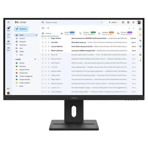 Lenovo ThinkVision E27-40 - Écran LED - 27" - 1920 x 1080 Full HD (1080p) - IPS - 300 cd/m² - 1500:1 - 4 ms - HDMI, VGA, DisplayPort - haut-parleurs - noir corbeau