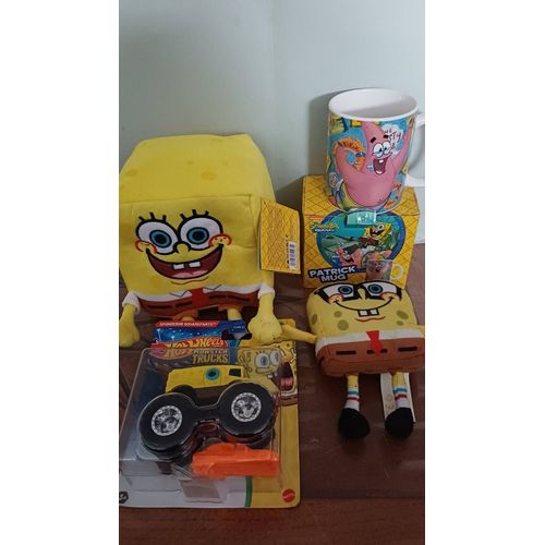 Lot BOB L'EPONGE peluches, mug,monster truck