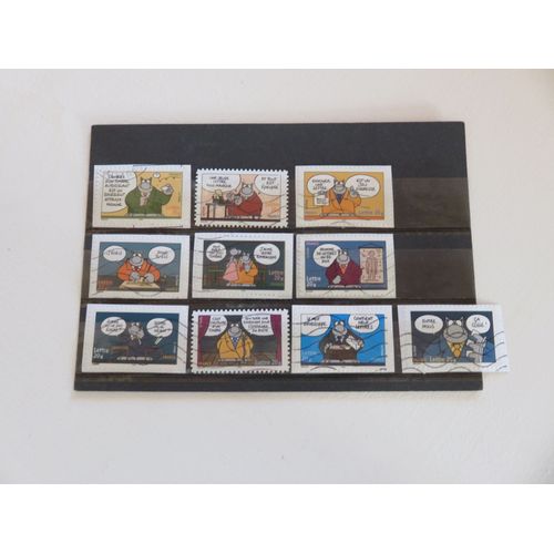 Lot De 10 Timbres Oblitérés Autoadhésifs - "Sourires" Avec Le Chat De Philippe Geluck - 2005
