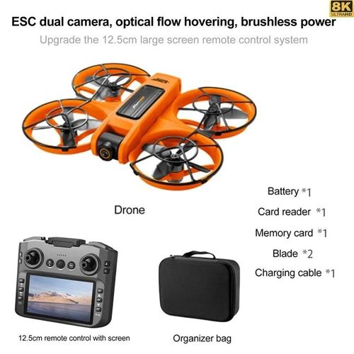 Ore-Nouveau S156 Mini Drone Wifi Fpv 8k Hd Professionnel Double Caméra Intelligence Évitement D'obstacles 2.4g Sans Brosse Quadrirotor Jouets Cadeau-Orange 8k 1b--Générique