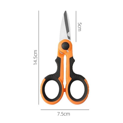 Ore-Ciseaux De Pêche En Acier À Haute Teneur En Carbone,Pour Électricien,Ciseaux Ménagers Pour Dénuder Le Fil,Outils De Coupe Pour Tissus,Câbles En Papier,Nouvelle Collection-Orange-14.5cm