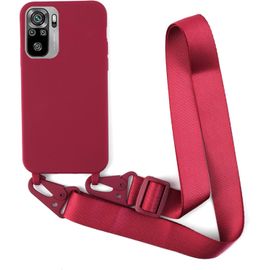 Kalcx-Coque Avec Collier Compatible Avec Xiaomi Redmi Note 11 4g/Note 11s,Tour De Cou Lanière En Corde Pendentif Housse Silicone Souple Case,Rouge