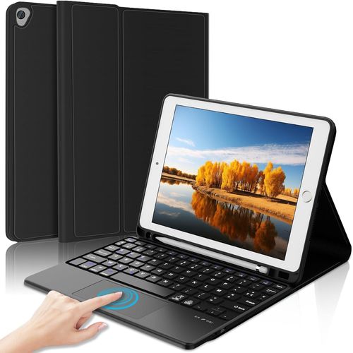Clavier AZERTY pour iPad 10.2"" 9e/8e/7e Génération 2021/2020/2019 avec Trackpad, Air 3/iPad Pro 10.5, Noir