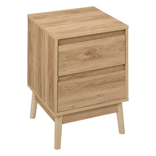 Table De Chevet 2 Tiroirs Liam En Bois - Marron