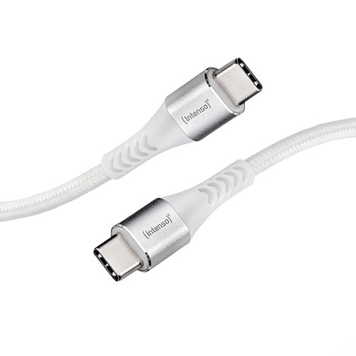 Asfasfq-Intenso Usb-Cable C315c, Câble De Données Et De Charge Usb-C Vers Usb-C, Power Delivery Et Quick Charge Avec Jusqu'à 60 Watts, Nylon, 1,5 Mètre, Blanc