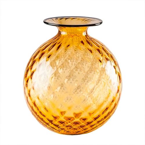VENINI Vase Monofiori Ambre avec Fil Bleu Foncé H24.5