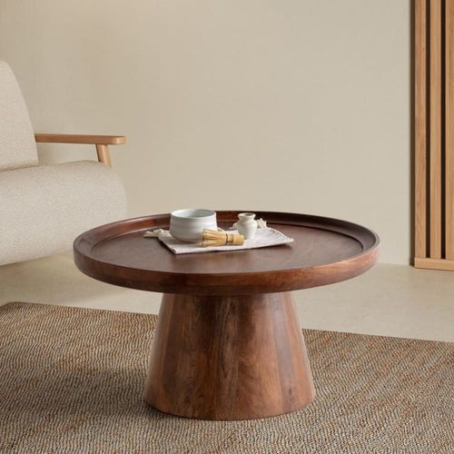 Table Basse Ronde En Bois De Manguier 80 Cm