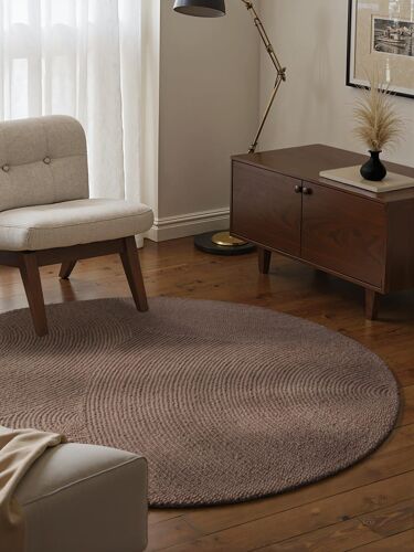 Tapis Laine Tufté Main Motifs Arcs Taupe 200cm