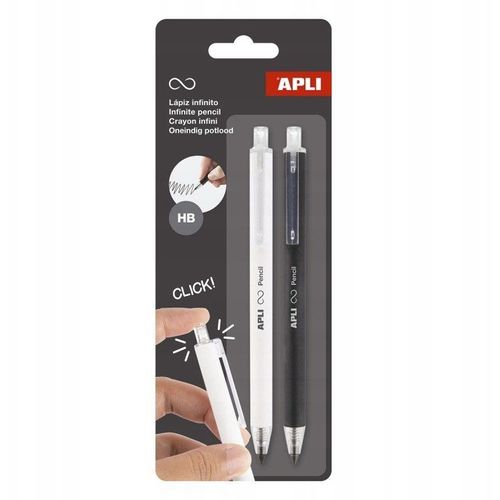 Lot De 2 Crayons Graphite - Hb - Noir Et Blanc - Rétractable - Mine Infinie - Ne Se Taille Pas - Facile À Effacer - Apli