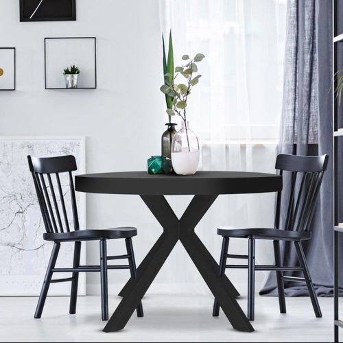 Table Ronde Extensible 10 Places Avec 3 Rallonges Noir