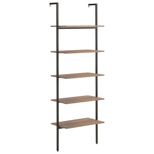 vidaXL Étagère inclinée à 5 niveaux Marron foncé et noir 64x35x185 cm