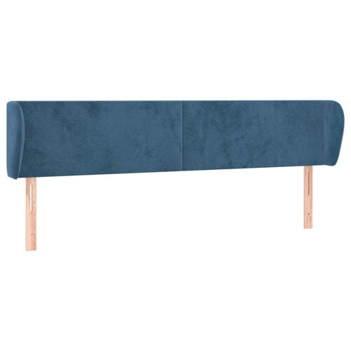 vidaXL Tête de lit avec oreilles Bleu foncé 163x23x78/88 cm Velours