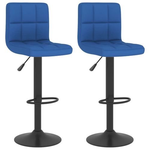 Vidaxl Tabourets De Bar 2 Pcs Bleu Tissu