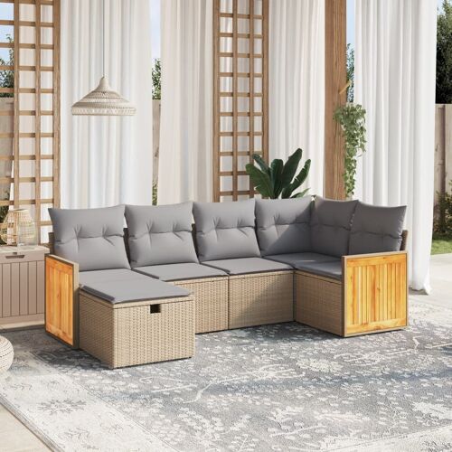 Vidaxl Salon De Jardin Avec Coussins 6pcs Mélange Beige Résine Tressée
