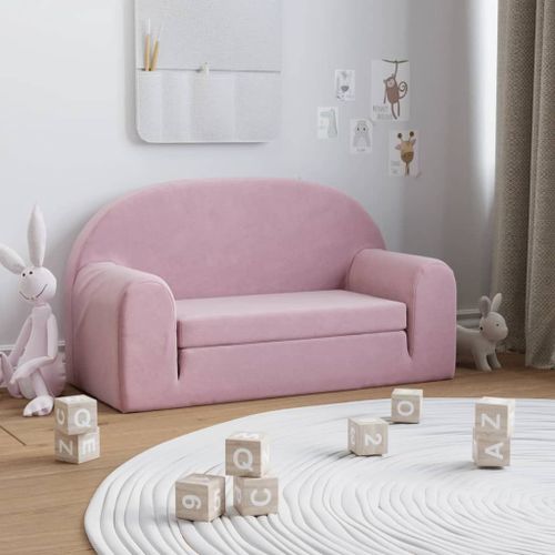 Vidaxl Canapé-Lit Pour Enfants 2 Places Rose Peluche Douce