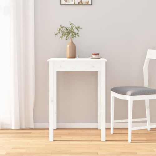vidaXL Table à manger Blanc 55x55x75 cm Bois massif de pin