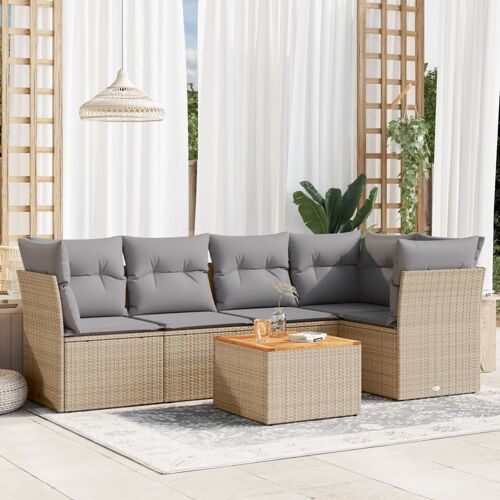 Vidaxl Salon De Jardin Avec Coussins 6pcs Mélange Beige Résine Tressée