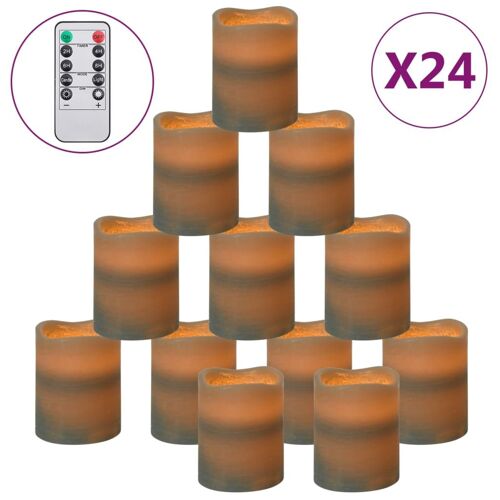 Vidaxl Bougies Ã  Led Sans Flamme 24 Pcs Avec Tã©Lã©Commande Blanc Chaud