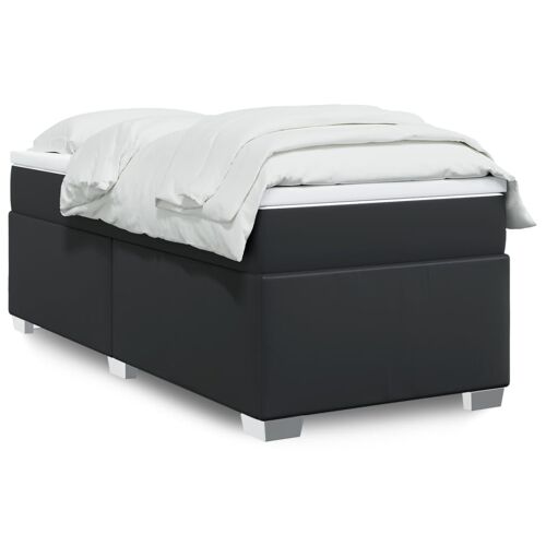 vidaXL Sommier à lattes de lit avec matelas Noir 80x200cm Similicuir