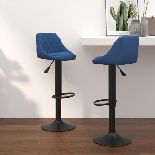 Vidaxl Tabourets De Bar 2 Pcs Bleu Velours