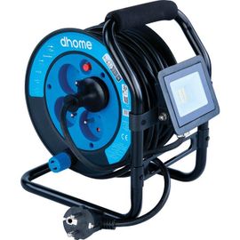 ENROULEUR AVEC PROJECTEUR - BRICOLAGE - DHOME - 4 PRISES 2P+T - CÂBLE H05 VV-F 3G1,5 MM² - L. 15 M