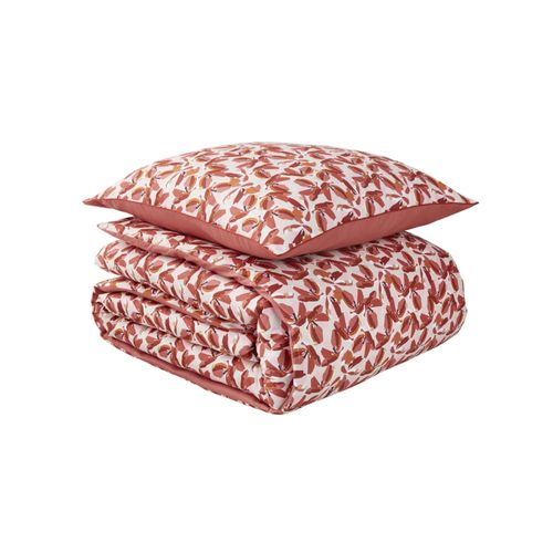 Parure De Lit En Percale De Coton Rouge 140x200