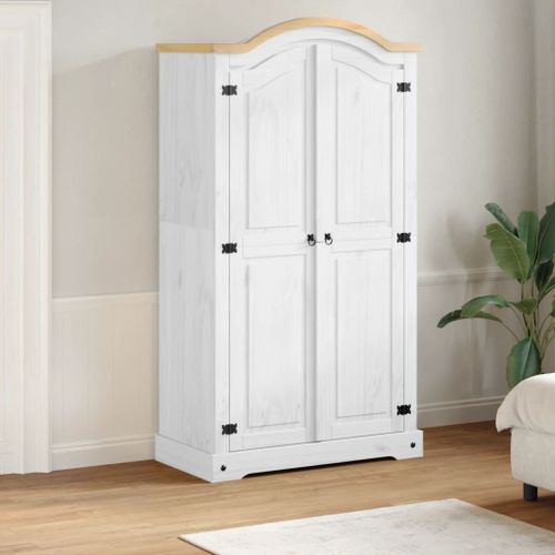Vidaxl Garde-Robe Corona Blanc 102x52x186 Cm Bois De Pin Massif