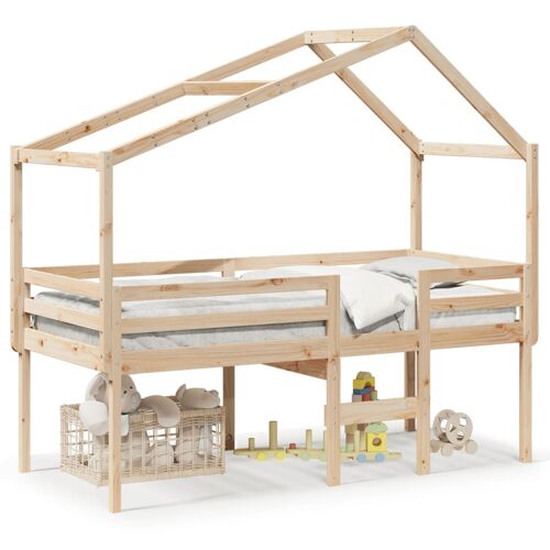 vidaXL Lit haut avec toit 90x190 cm bois de pin massif