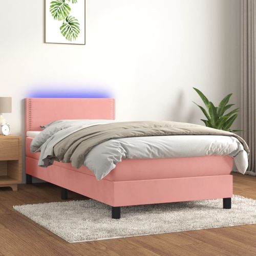 Vidaxl Sommier Tapissier Avec Matelas Et Led Rose 100x200 Cm Velours