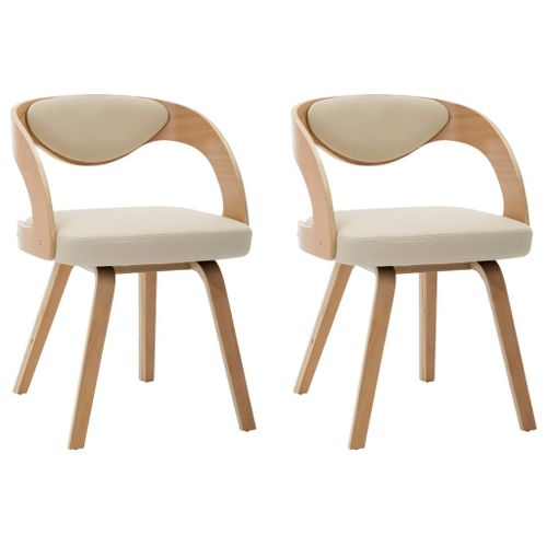 Vidaxl Chaises De Salle À Manger 2 Pcs Crème Bois Courbé Et Similicuir
