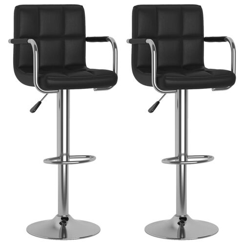 vidaXL Tabourets de bar 2 pcs Noir Similicuir