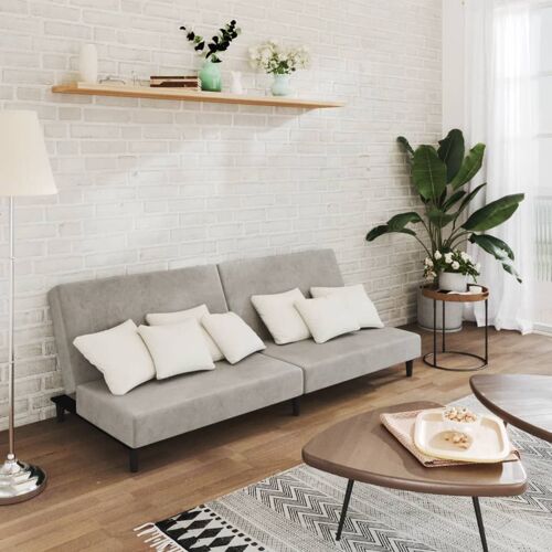 vidaXL Canapé-lit à 2 places gris clair velours