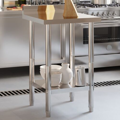vidaXL Table de travail de cuisine avec dosseret 55x55x93 cm inox