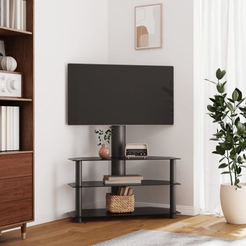 Vidaxl Meuble Tv D'angle 3 Niveaux Pour 32-70 Pouces Noir