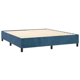 Sommier à lattes sur pieds cadre de lit 200x200 cm tissu velours bleu foncé TDL0207306