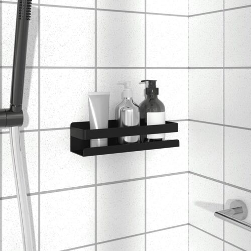 vidaXL Étagère de douche noir mat acier inoxydable 304 brossé
